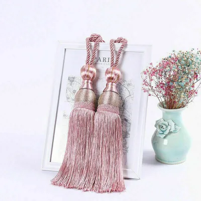 Produktbild von 2pcs Vorhang Raffhalter Seil Tie Rücken Quaste Vorhänge Binden Rosa