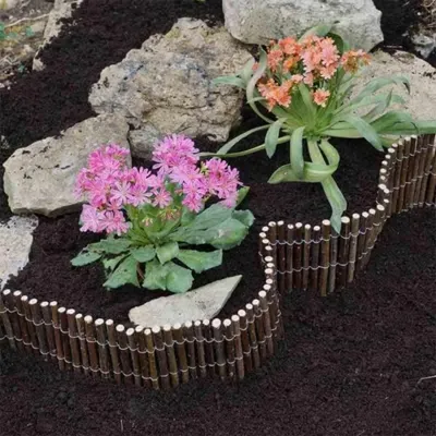 Imagen del producto de Borde de jardín de madera - Valla de sauce - Decoración para jardín - Diseño flexible - 200 x 30 cm - Natural