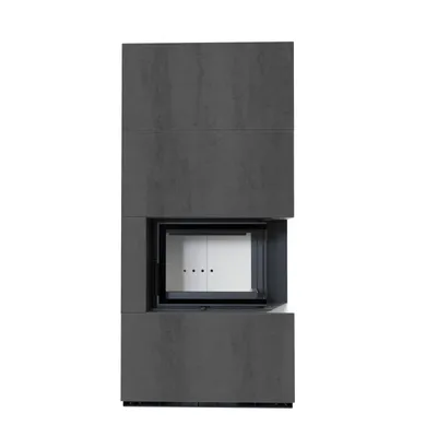 Immagine prodotto di Kit camino KRATKI FLOKI BOX destro 8 kW Ø 160 quarzo sinterizzato NATURALI PIETRA DI SAVOIA ANTRANCITE BOCCIARDATA