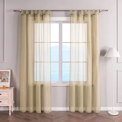 Zdjęcie produktu dla Firana i zasłona Przezroczyste Firany Voile, Jasny Kolor Piaskowy, 140 x 145 cm, 1 Sztuka, do Salonu