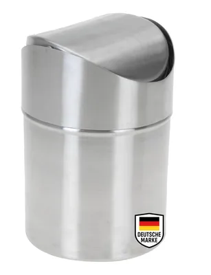 Produktbild von mucHome Tischmülleimer Tischabfalleimer Abfallbehälter aus Edelstahl mit Schwingdeckel, Höhe 16cm Ø 12cm, ideal für Küche, Bad und Schreibtisch