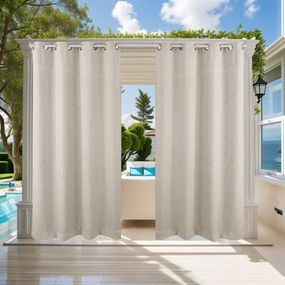 Produktbild von 2 Stück Outdoor Vorhänge Wetterfest, Anti-UV Outdoor Vorhang Wasserdicht mit ösen für Balkon Terrasse Veranda Pergola Gartenlaube£¬Beige 02,132x213cm