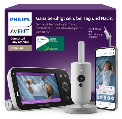 Produktbild von Philips AVENT Premium Connected Baby Monitor SCD973/26 Verbunden, 1280 x 720 Pixel, 400 m, WLAN, Kamera, Weiß, 12,7 cm (5")