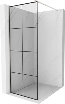 Produktbild von Mexen Kioto Duschwand Walk-in 70 x 200 cm, schwarzes Muster 8 mm, gebürstetes Nickel - 800-070-101-97-77