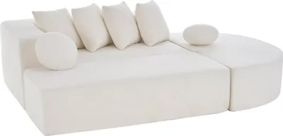 Immagine prodotto di AIORBER Divano moderno modulare cloud, divano letto a 5 posti, ciniglia, confortevole, senza montaggio, flessibile e versatile, cuscini inclusi, bianco