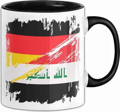 Produktbild von Irak Deutschland Flagge Halb Deutscher Halb Iraker Fußball Germany 2024 Europa Iraq (Schwarz)