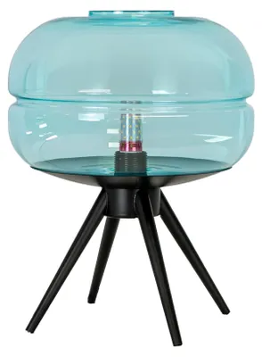 Zdjęcie produktu dla Lampa stołowa z niebieskiego szkła i czarnej stali 8095