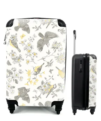 Produktbild von MuchoWow® Koffer Handgepäck Trolley Rollkoffer Kleine Reisekoffer mit 4 Rollen - Blumen - Vogel - Muster - Cabin Size < 55x40x23 cm & 55x40x20 cm - Fotokoffer - Kabinenkoffer - Boardgepäck - Reise-Box - Reisekoffer - Reisegepäck - Koffer mit Bild - Trolley für Kinder