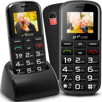 Obrázok produktu pre Mobilný telefón pre seniorov Mobilný telefón s veľkými tlačidlami a bez zmluvy 0,08 MP, Li-Ion 1000 mAh Fotoaparát Mobilný telefón s núdzovým tlačidlom SOS Jednoduchý čierny Retoo