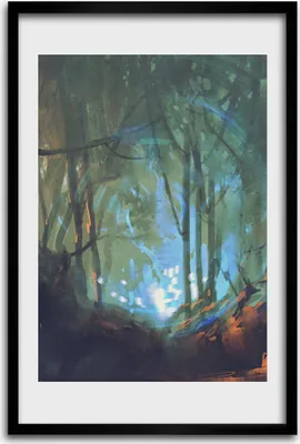 Produktbild von Bild - Bilderrahmen - 40 cm x 60 cm - MDF - Rahmen - Wandkunst - Mystischer Wald