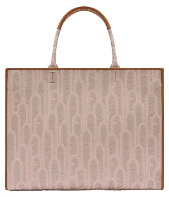 Produktbild von Handtasche Marcella von Furla, aus 100% Baumwolle, in Weiß und Himmelblau mit geometrischem Muster