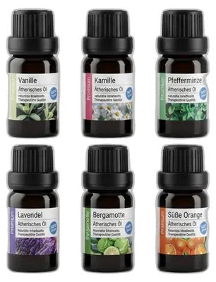 Produktbild von Ätherisches Öl 6er-Set Premium Aromen 6x5ml für Aromatherapie
