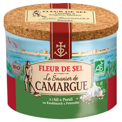 Zdjęcie produktu dla Organic Le Saunier de Camargue Fleur de Sel Knoblauch Petersilie 125g