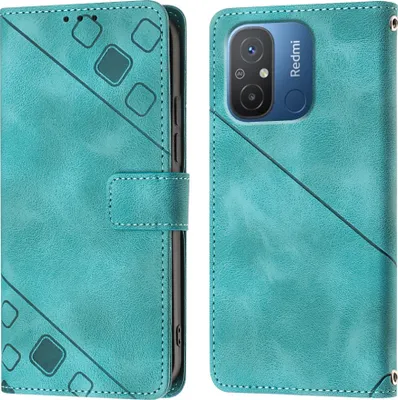 Produktbild von Hülle für Xiaomi Redmi 12C Prägung Flip Leder Brieftasche Schutzhülle mit Ständer Grün