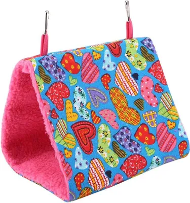 Produktbild von Warmes Vogelnest, weiche dreieckige Kabinenhängematte, warmer, weicher Hängemattenkäfig, Haustiervogel, Vogelkäfig, Spielzeug, Heimtierbedarf
