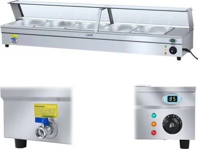 Zdjęcie produktu dla Bemar Podgrzewacz Wodny Z Kranem I Szklaną Osłoną 2200W 30L + 5X Pojemnik Gn1/2