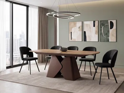 Produktbild von Rechteckiger Esstisch Ausziehbar – Verlängerbar bis 290 cm – 200 x 90 cm XXL Esszimmertisch mit Braunem Metallgestell – für 8-12 Personen – Eiche Hell Braun