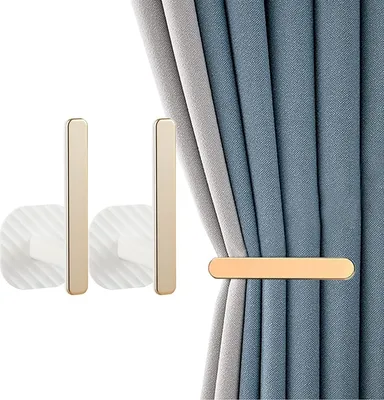 Produktbild von 2 Stück Vorhanghalter Raffhalter, wandmontierter Raffhalter in L-Form, multifunktionaler Haken, für Vorhänge, Vorhanghalter Raffhalterhaken, dekorativer Raffhalter