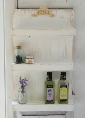 Produktbild von Landhaus Gewürzregal Ornament WINONA, Shabby chic, Holz, 57 cm, Handgefertigt