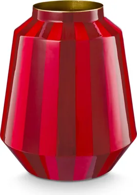 Produktbild von Pip Studio Vase Metal Stripes Dark Red 24x29cm