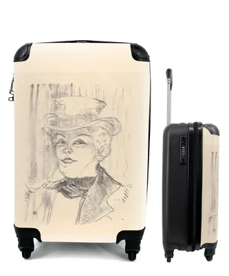 Produktbild von MuchoWow® Koffer Handgepäck Trolley Rollkoffer Kleine Reisekoffer mit 4 Rollen - Madame Réjane - Gemälde von Henri de Toulouse-Lautrec - Cabin Size < 55x40x23 cm & 55x40x20 cm - Fotokoffer - Kabinenkoffer - Boardgepäck - Reise-Box - Reisekoffer - Reisegepäck - Koffer mit Bild - Trolley für Kinder
