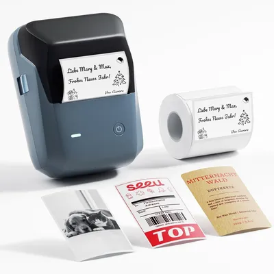 Produktbild von Etikettendrucker, Etikettiergerät mit Größeres Etiketten,300 DPI HD Etikettiergerät, Fotodrucker für Fotos,Logo,Wörter,für Zuhause, Büro oder Geschäft