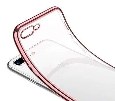 Image de iPhone 7 / iPhone 8 / iP SE 2020 - Coque en silicone transparent avec bord doré rose, protection intégrale contre les chutes à 360 degrés avec design ajusté et accès facile au port de charge et aux boutons