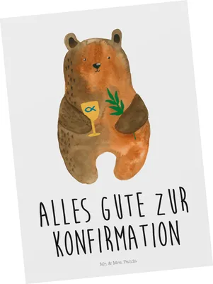 Produktbild von Mr. & Mrs. Panda bildkarte Bär Konfirmation - Weiß - Geschenk, Postkarte, Evangelisch, Kunstkarten, Kirche, Ansichtskarten, Postkarten, Grußkarte, Gottesdienst, Teddy