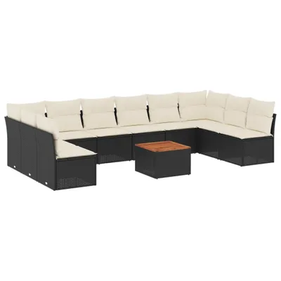 Immagine prodotto di vidaXL Set di divani da giardino da 11 pezzi con cuscini in polirattan nero