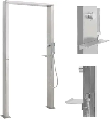 Image de Panneau de douche - Douche extérieure - Acier inoxydable avec double jet d'eau