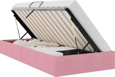 Image de vidaXL Lit ottoman avec rangement, rose, 90 x 190 cm, velours
