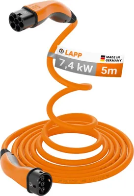 Image de Câble de recharge confort LAPP HELIX type 2 jusqu'à 7,4 kW 5 m orange