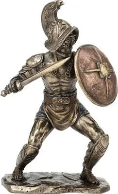 Image de Décor sculpture Gladiateur Murmillo - 26 cm sculpture peinte à la main, recouverte de bronze | WU77526A4