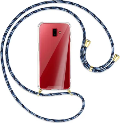 Produktbild von Handykette Backcover-Schutzhülle mit Band (Metall goldfarben) für Samsung Galaxy J6 Plus - Blautöne