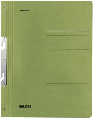 Immagine prodotto di Falken 80000847 Einhakhefter A4 1/1 Vorderdeckel kfm. Heftung, grün, Manilakarton, 250 g/qm