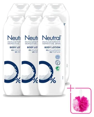 Obrázek produktu pro 6 kusů neutrálního tělového mléka pro citlivou pokožku - 0 % barviv a parfemace - 250 ml - výhodný balení - 6 kusů