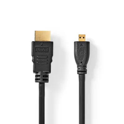 Produktbild von Nedis High Speed ​​HDMI ™ Kabel mit Ethernet | HDMI™ Stecker | HDMI™ Micro Stecker | 4K@30Hz | 10.2 Gbps | 1.50 m | rund | PVC | Schwarz | Plastikbeutel NE550670034