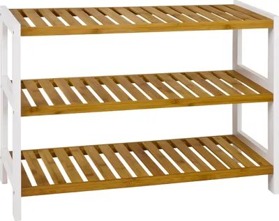 Produktbild von HAKU Schuhregal natur, weiß - Bambus, MDF, B/H/T: 70x55x26 cm