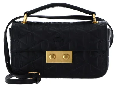 Produktbild von LACOSTE Leder Umhängetasche Handtasche Maheki Flap Crossover Bag Noir schwarz
