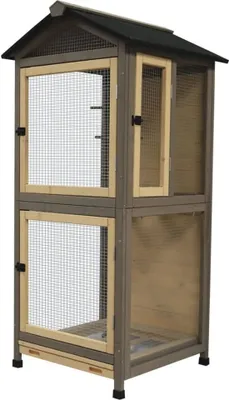 Productafbeelding van Duvo+ Houten volière voor 6 vogels met uitschuifbare lade | 70x70x151 cm 70x70x151CM