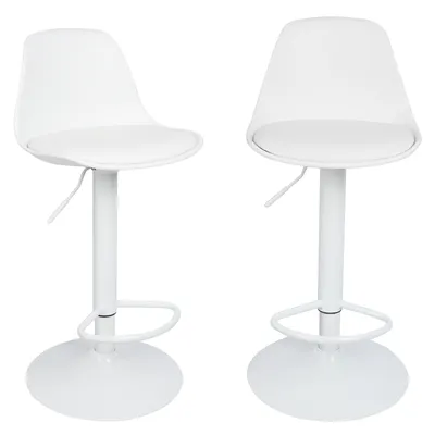 Produktbild von 2er Set Barhocker mit Lehne Barstuhl Kunstleder Höhenverstellbar Weiß