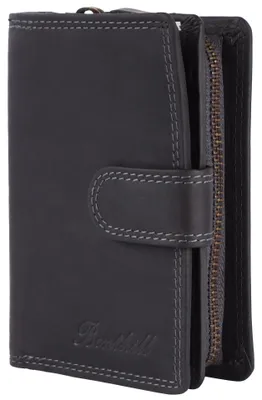 Produktbild von Benthill Damen Portemonnaie Leder | Echtleder Damen-Geldbörse mit RFID Schutz | Frauen Portmonee Mittelgroß | Vintage Ledergeldbörse inkl. Geschenkbox