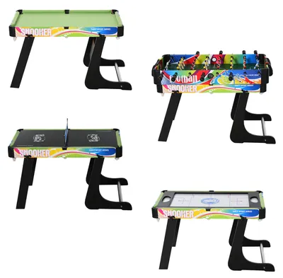 Produktbild von 4-in-1 Klappbarer Mini-Multifunktionstisch mit Tischfu?ball, Hockey, Billard und Tischtennisplatte, 86,5 x 43,5 x 64 cm