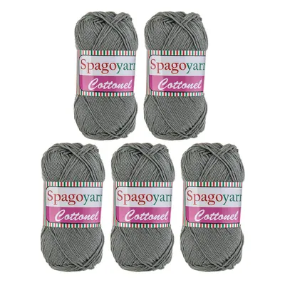 5 x 100g Strickgarn Cottonel Uni Häkelwolle Handstrickgarn olivgrau