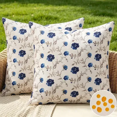 Kissenbezug 40x40 cm, Blumenmuster, 2 Stück, wetterfest