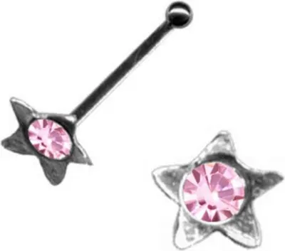 Produktbild von Nasenstecker Stern: Nasenpiercing Silber 925 Pink