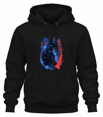 Produktbild von Cyberpunk Anime Manga Japanisch Oni Maske Japan Y2K Otaku Hoodie Kapuzenpullover, Schwarz, M