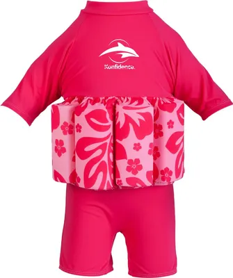 Produktbild von Konfidence Badeanzug Float Suit mit integriertem Auftrieb Pink/Hibiscus mit Ärmeln UV Protective Schwimmhilfe für optimale Armfreiheit 2 - 3 Jahre