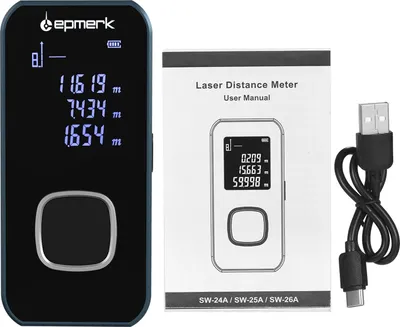 Zdjęcie produktu dla Lepmerk 196ft/60m mini miernik laserowy, cyfrowy dalmierz laserowy, laserowe narzędzie pomiarowe, miernik odległości z podświetlanym wyświetlaczem LCD, elektroniczny czujnik kąta, mierzy objętość i obwód powierzchni