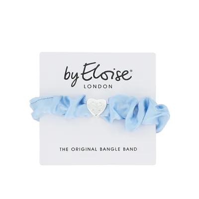 Produktbild von By Eloise London Silver Heart Silk Scrunchie Sky Blue